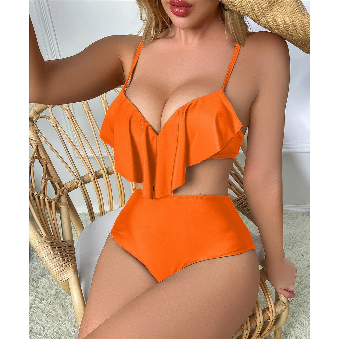 S - XL Printed Underwired Female Swimsuit High Waist Bikini Women Swimwear Two-pieces Bikini set Bather Bathing Suit Swim