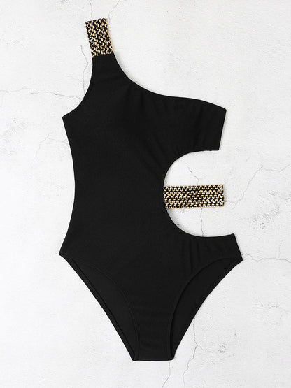 One Shoulder Swimsuit Women One Piece Hollow Out Swimwear Female Bodysuit Bathing Swimming Suit Bathers Beachwear
