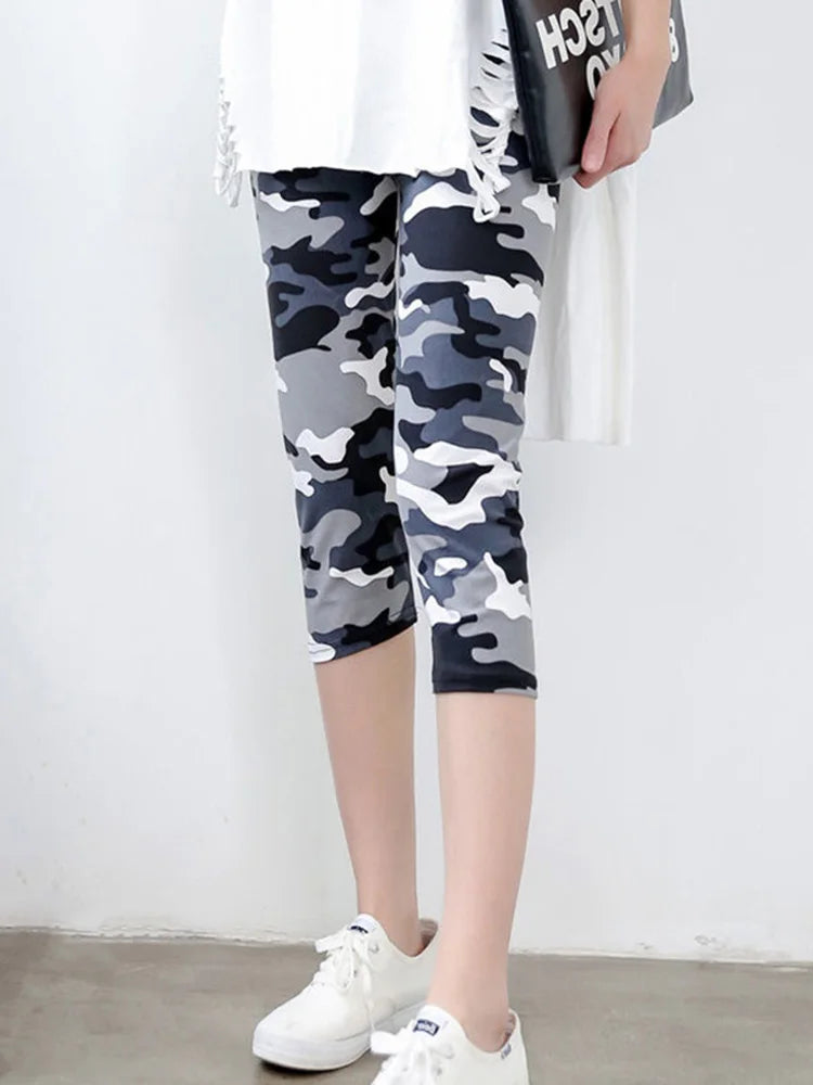 Fitness Leggins Polyester Capris Workout Trousers Camouflage Printed Leggings Women Lady Army Green High Elastic