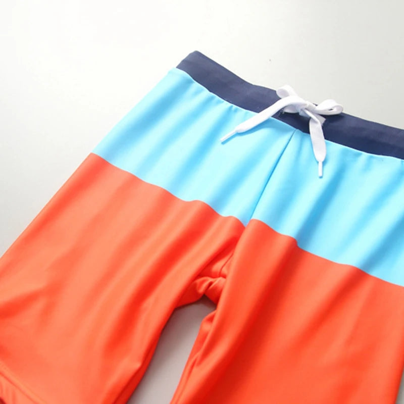 Boys' Stripe & Shark Long-Sleeve Rash Guard Set with Shorts & Cap