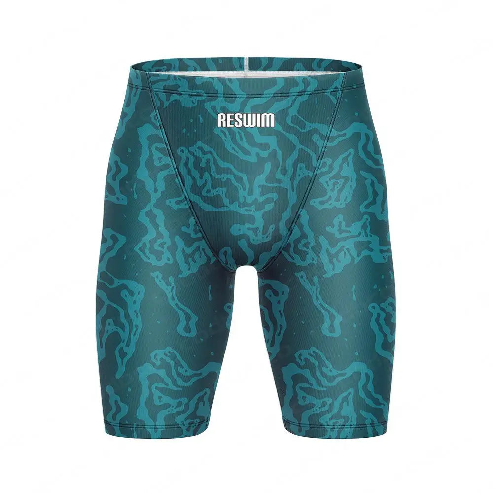 Summer Swimming Trunks Men's Professional Tights Swim Jammer Swimwear Outdoor Beach Printed Durable Training Surfing Swim Shorts