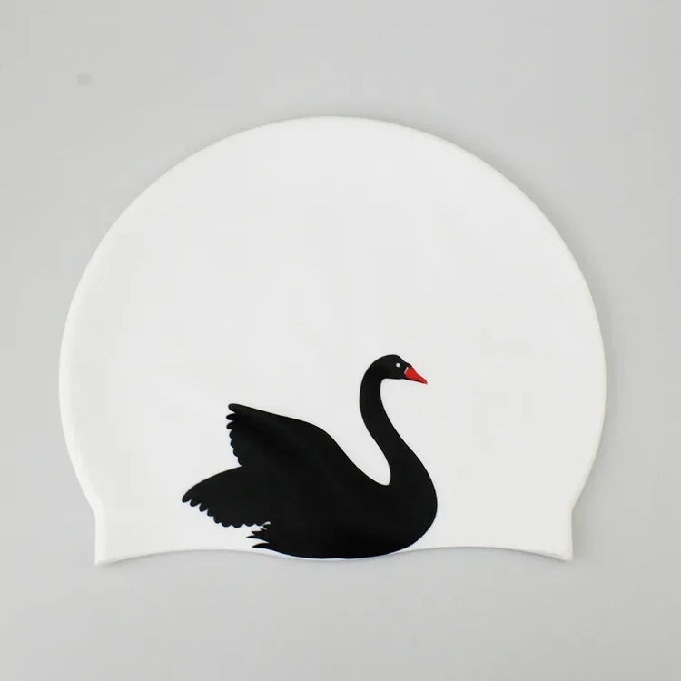 Universal Swimming Caps for Adult Children Ear Protection Silicone Swimming Cap Printing Cute Cartoon Swim Cap Pool Accessories