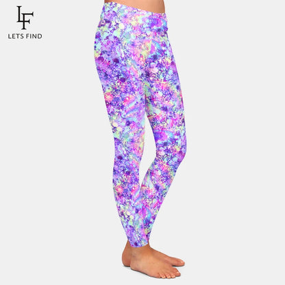 Women's 3D Glitter Digital Printing Leggings High Waist Fitness Skinny Stretch Leggins Elastic