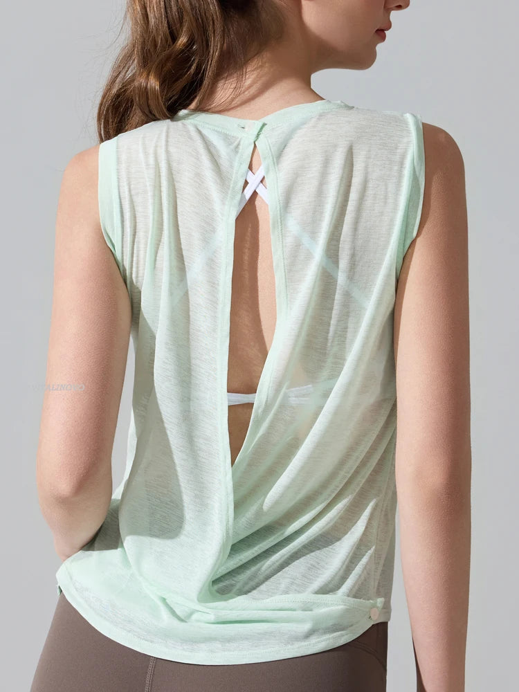 Women's Relaxed-Fit Open-Back Workout Tank Top