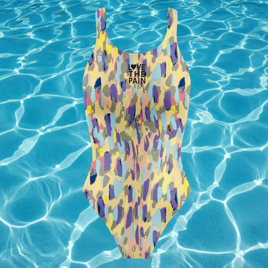 Love The Pain One Piece Swimsuit Women Wide -shoulder Strap Swimwear Bathing Outdoor Sports Training Suit Bodysuit