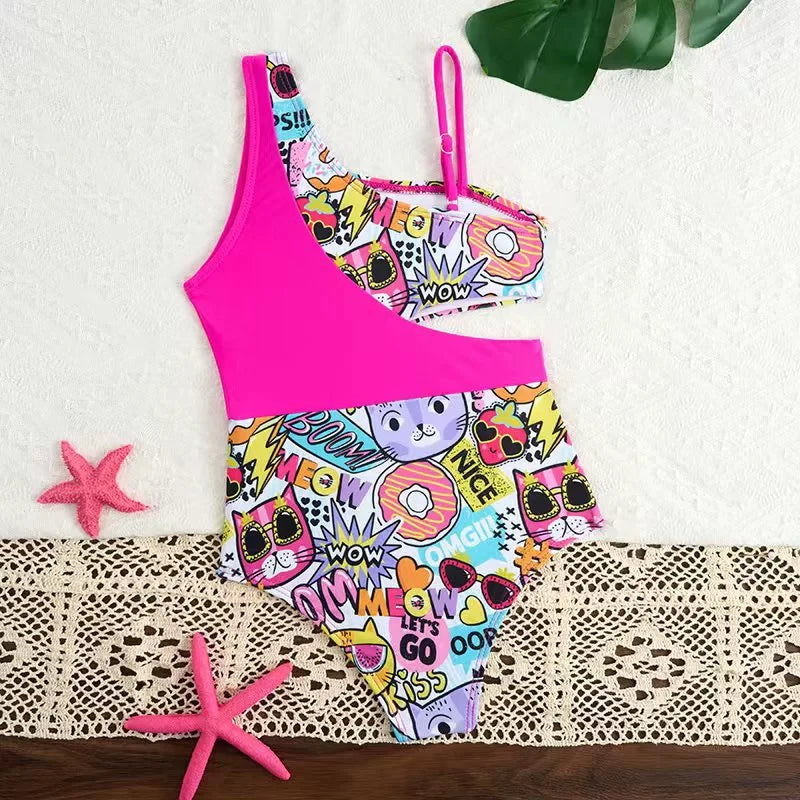 Printed Girls Swimsuit One Piece Kids Swimwear Female Children Bathers Bathing Swimming Swim Suit Summer Beachwear