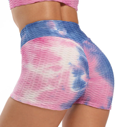 High Waist tie-dye Yoga Shorts Marble Scrunch Butt Biker Shorts Leggings Gym Fitness Pants Running Stretch Training Pants