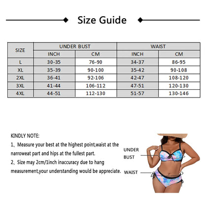 Plus Size Swimwear for Women Swimsuit Large Bathing Suits Two-piece High Waist Push Up Bikini Set L-4XL
