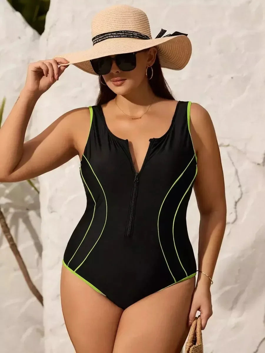 One Piece Zipper Swimsuit Women Sleeveless Swimwear Rash Guard Diving Clothes Bathers Bathing Swimming Bodysuit