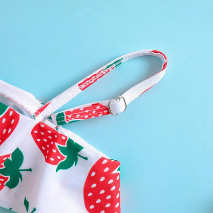 Child Girl Strawberry Print Bikini Set Lovely Kid Swimsuit Stylish Flouncing Swimwear Hot Summer Beachwear