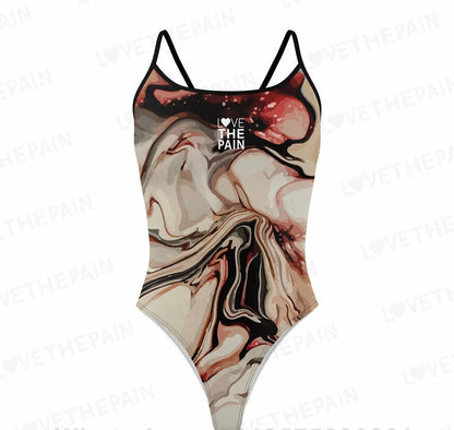Love The Pain Marble Design Women Swimsuit  One-piece Comfort Suit Swimwear Bikini Quick Dry Bathing Suit Functional Training Swimsuit