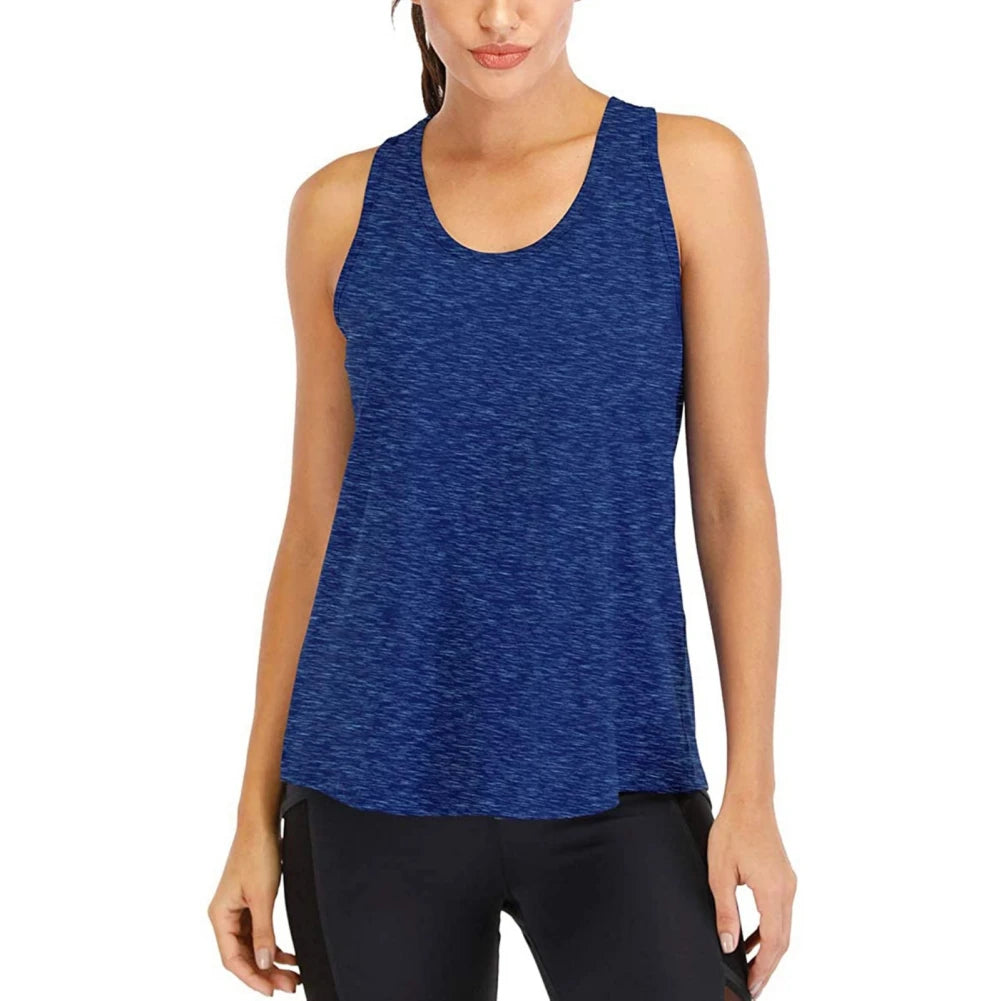 Summer Quick-dry Yoga Fitness Tank Top For Women Solid Color Soft Breathable Racerback Sleeveless Loose Fit Casual Sports Vest