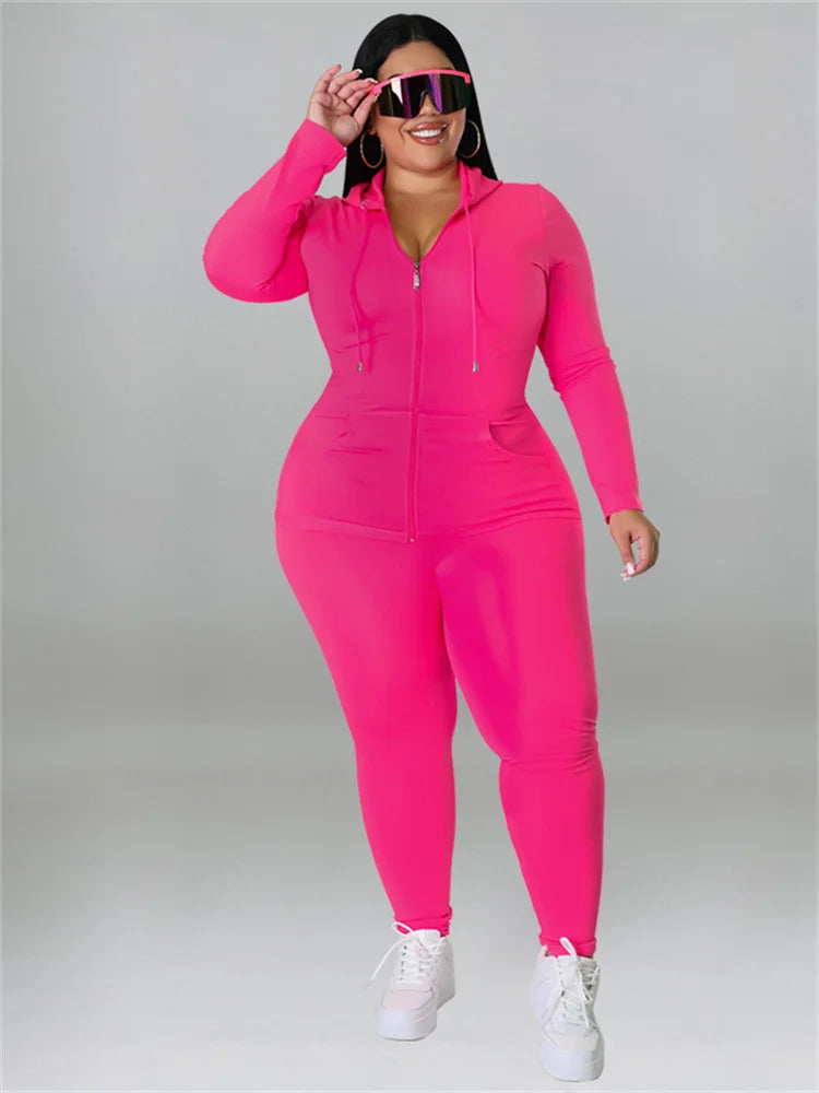 Wmstar Plus Size Two Piece Outfits Women Hoodies Sweatsuit Leggings Pants Sets Solid Stretch Matching
