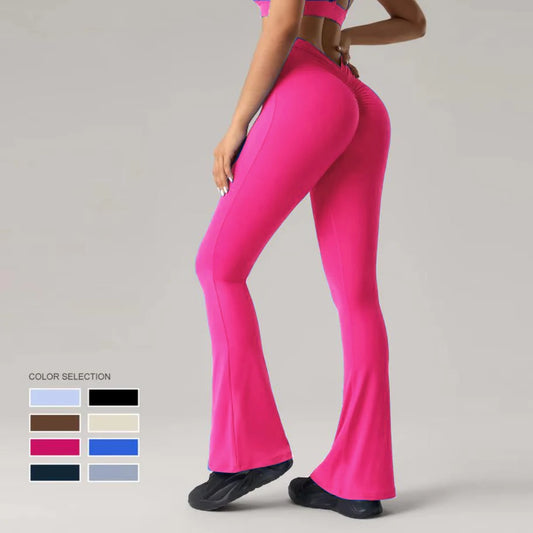 V Back High Waist Bell-bottoms Women Flare Leggings Quick Dry Sports Wide Leg Pants Exercise Trousers Running Yoga Gym Leggings