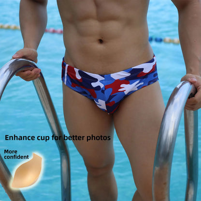 Men's Camouflage Swimming Shorts Tight Fit Diving Surfing Beach Shorts Breathable U-Enhanced Swimwear