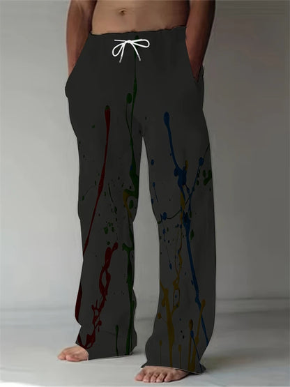 Spring And Summer Men's Casual Pants Fashion Digital Gradient Printing Men's Sweatpants Men's Loose Drawstring Hawaii Beach Pant