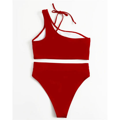 Tummy Cut out Female Swimsuit High Waist Bikini Women Swimwear Two-pieces Bikini set Bather Bathing Suit Swim Lady