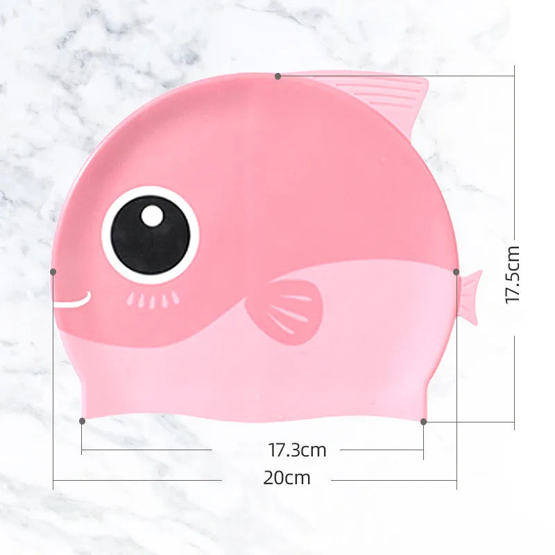 Cute Cartoon Dinosaur Kids Swimming Caps Boys Girls Swimming Cap Soft Silicone High Elastic Waterproof Children Swimming Cap