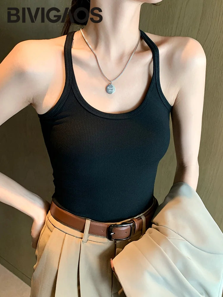 Vest Women Camisole Tank Top Slim Skinny Elastic Top Thin Straps