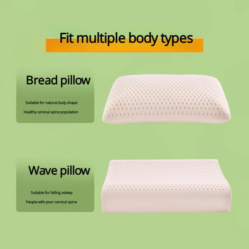 Talalay Latex Pillow - Thai Natural Rubber Neck Support Sleep Pillow Ergonomic Desig for Adults, Single Pillow Core for Home Use