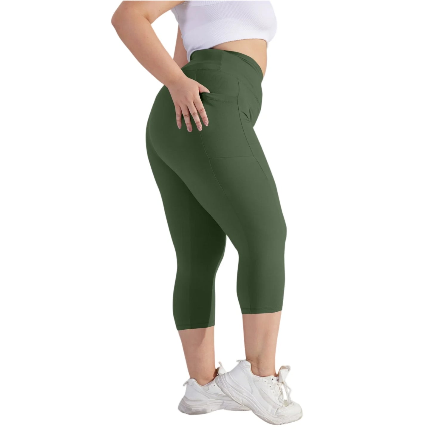 Plus size yoga pants for women Leggings fitness yoga pants with pocket summer sports cropped trousers