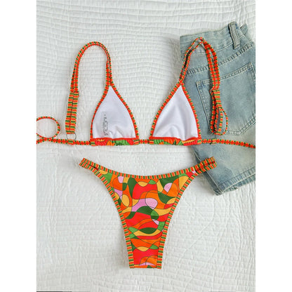 XS - L Printed High Leg Cut Padded Bikini Female Swimsuit Women Swimwear Two-pieces Bikini set Bather Bathing Suit Swim