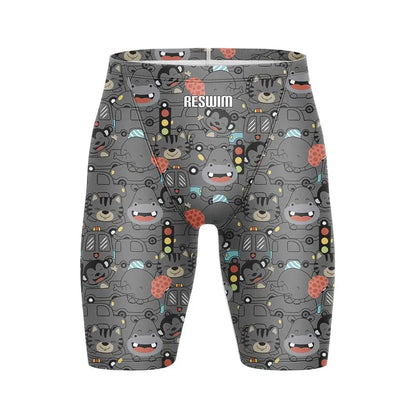 Swim Boxers Summer Men's Funny Cartoon Design Swimming Trunks Swim Jammer Swimsuit Tights Shorts Training Sports Beach Quick Dry Running Surfing Pants