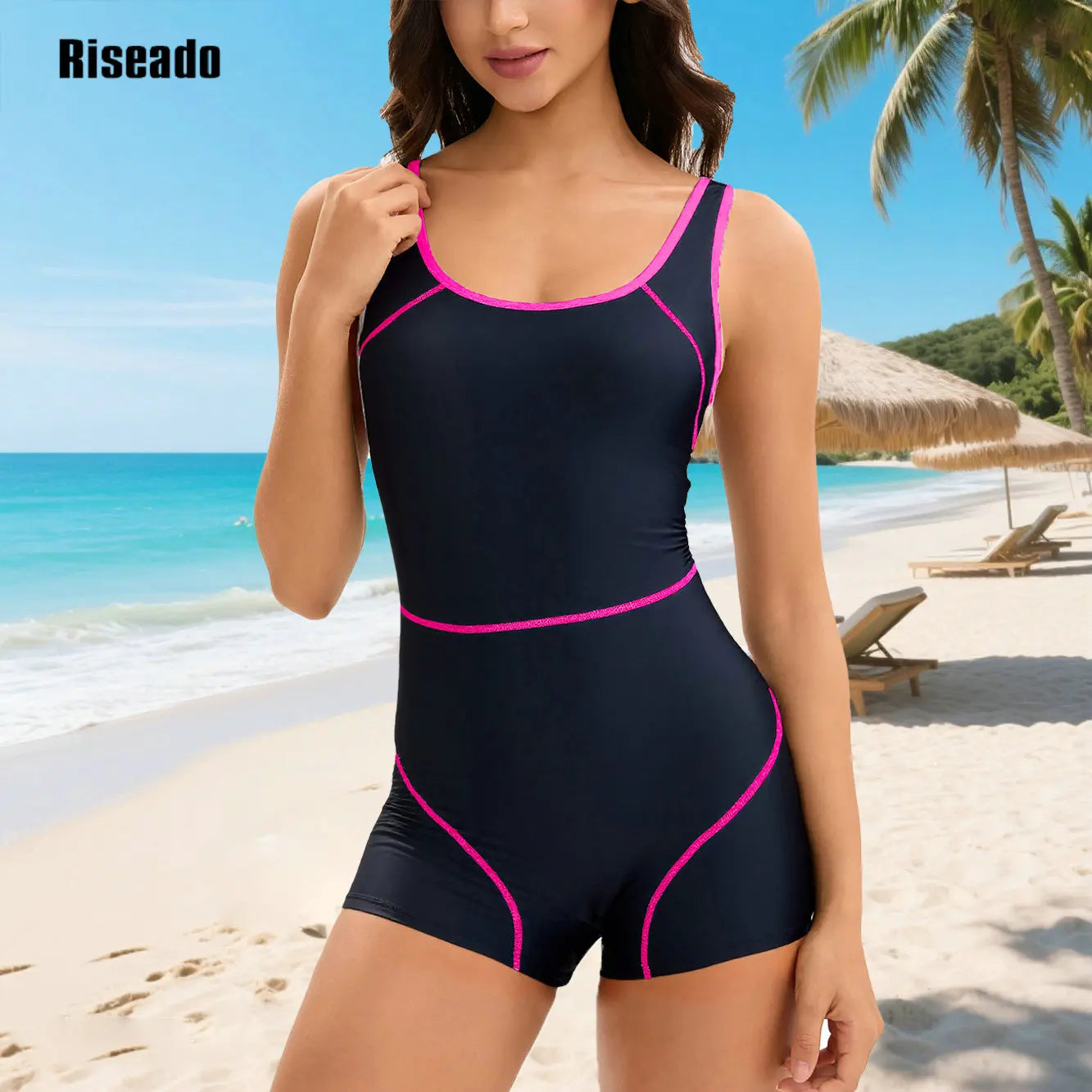 Women's Boyleg Sport One Piece Swimsuit Athletic Swimwear Training Bathing Suit