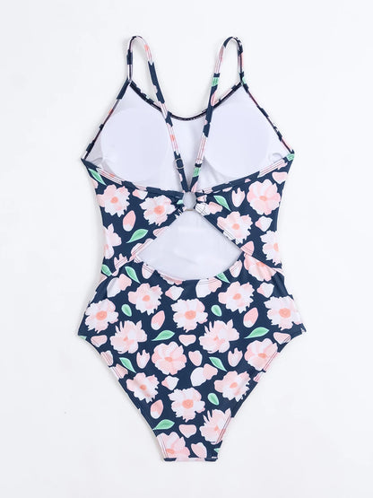 Floral Swimsuit Women One Piece Vintage Design Swimwear Female Backless Beachwear Bathers Bathing Swimming Swim Suit