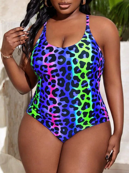Plus Size Swimwear Women Leopard Push Up One-Piece Swimsuit Beachwear Bathing Suit Woman Swimming Suit Monokini