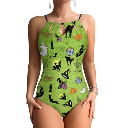 Funny Cat Swimsuit Cartoon Animal Print Women Swimwear One-Piece Bodysuit Holiday Swim Push Up High Cut Beach Outfits