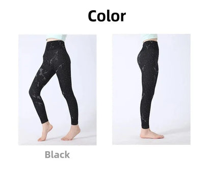 Black Splashed Ink Yoga Pants Personality Matched Butt Lifting Running Fitness Long Pants Fashion Simple Tight Sports Pants