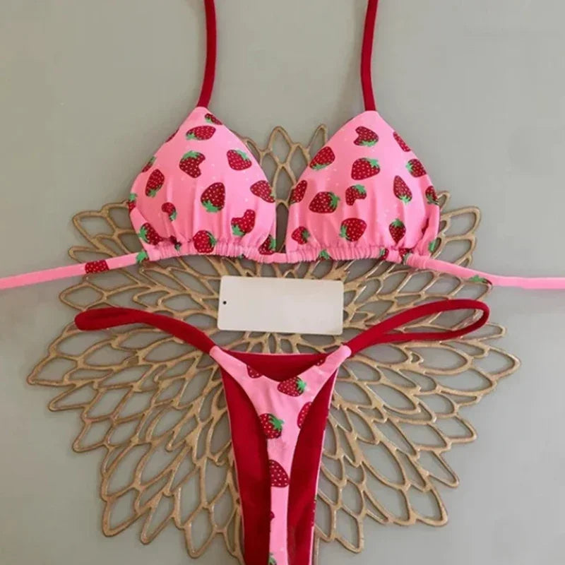 Swimwear Women Leopard Printed Bikini Set Striped Beachwear Summer Swimsuit Two-pieces Thong Bathing Suit Biquinis
