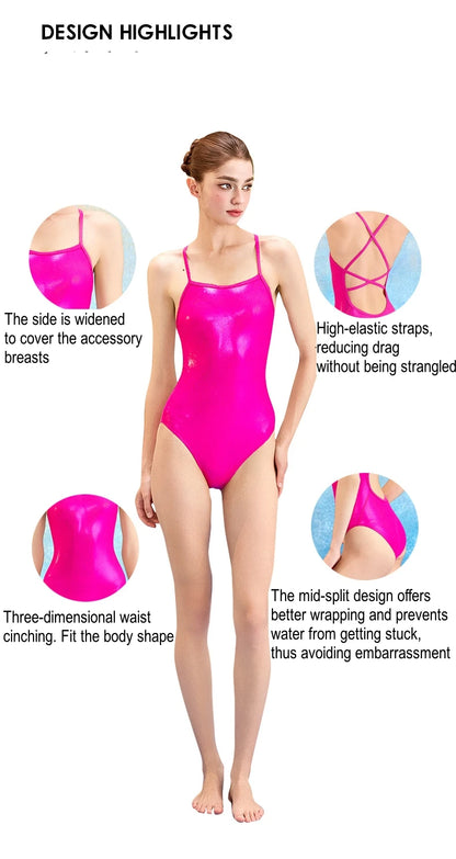 Women Thin Strap Style Outdoor Water Sports Competitive Surfing Swim Beach Wear One Piece Professional Quick-Dry Push Up Bathing Suit