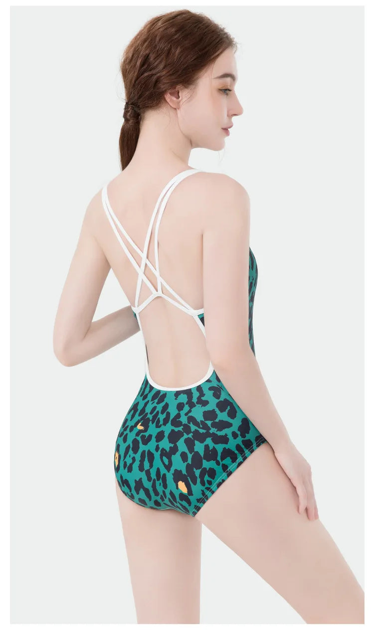 Women Flower Printed One-piece Racing Competition Swimsuit Fashion Sun Protection High Stretch Training Professional Swimwear
