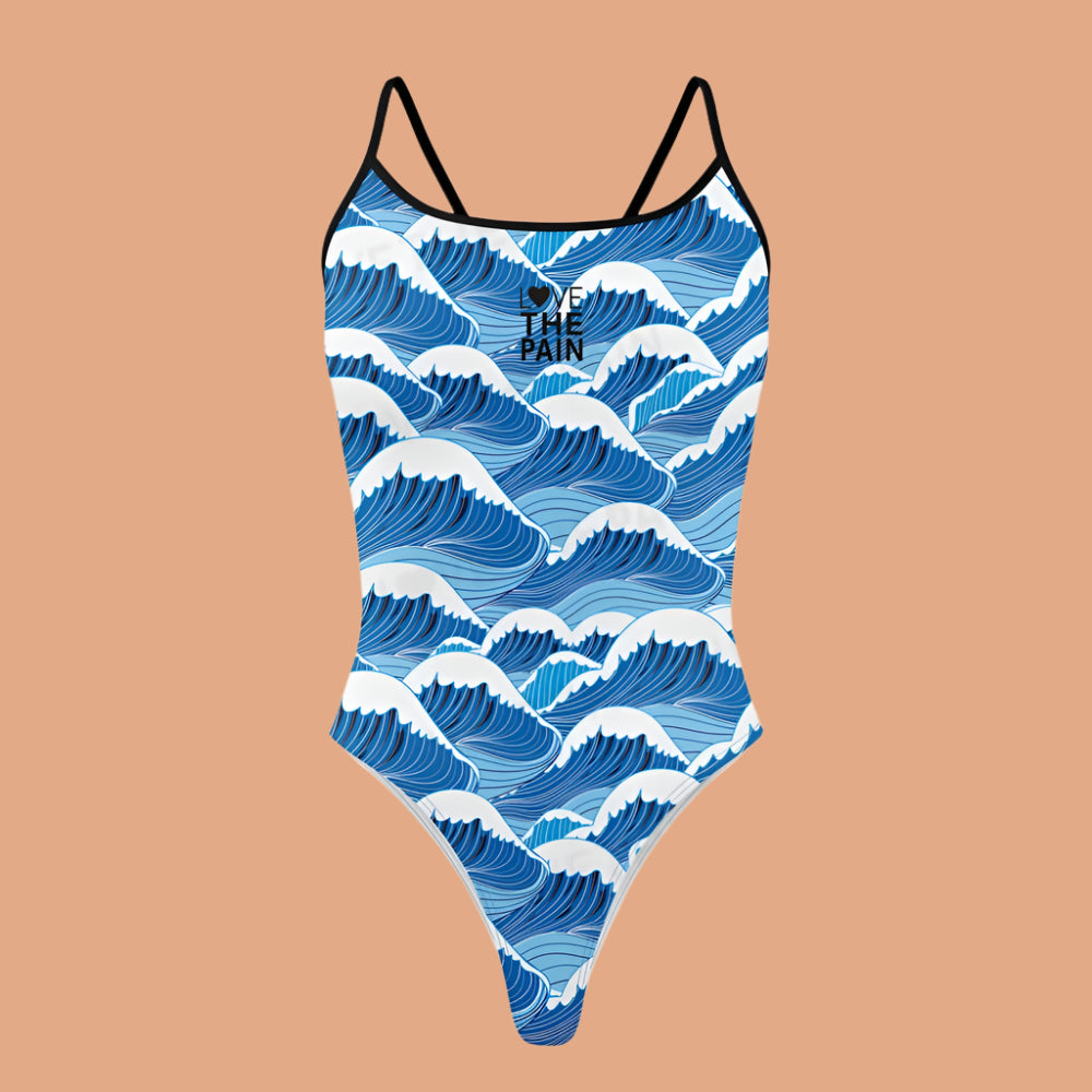 Love The Pain Cat Pattern Women One-Piece Swimsuit Training Swimwear
