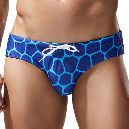 Swimwear Mens Low Rise Briefs Swimsuit Swim Trunks Elastic Waistband with Drawstring Cobble Graphic Lingerie Swimming