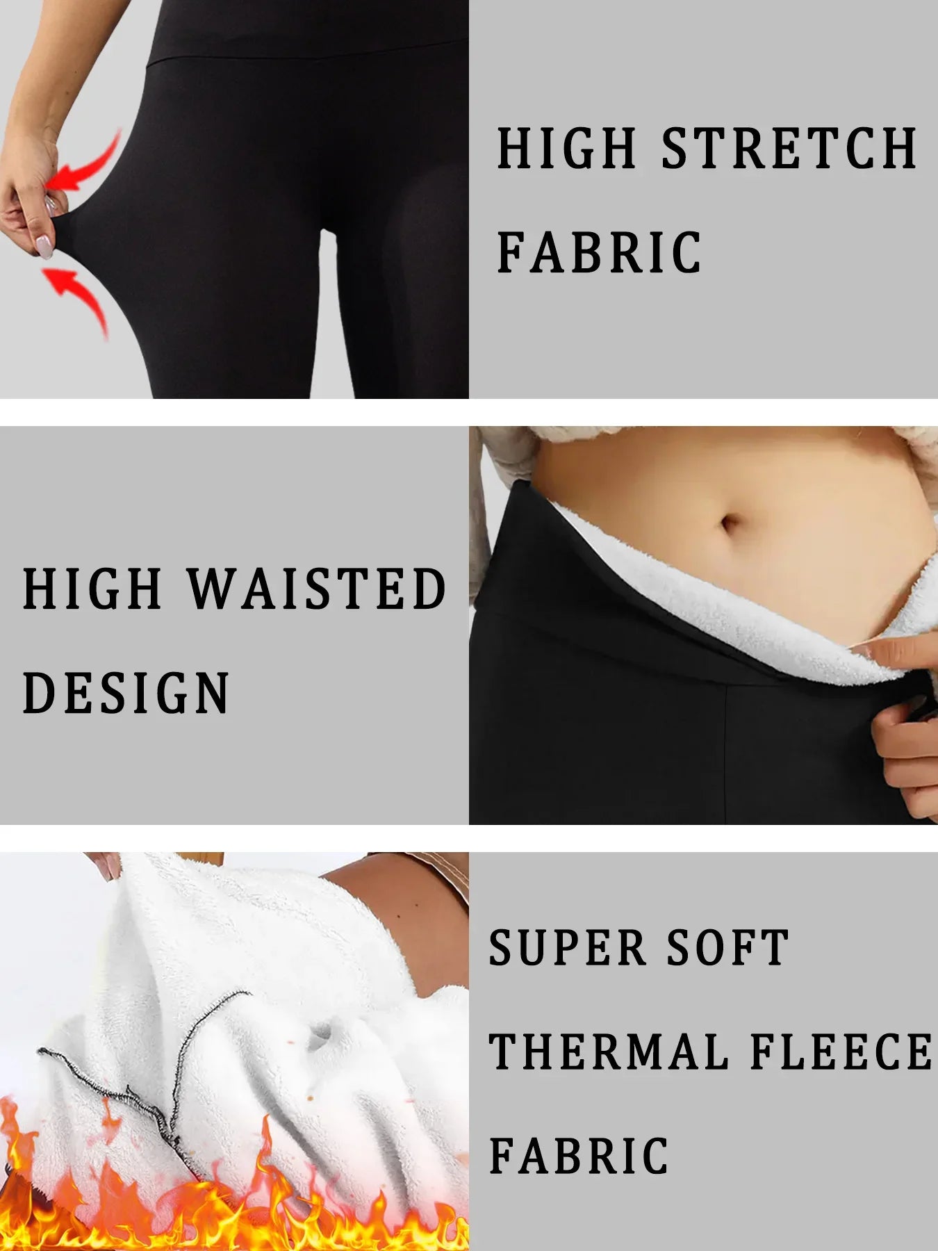 Women's Thick Soft Winter Leggings High Waisted - Fleece Lined Thermal Tummy Control Workout Running Yoga Warm Pants
