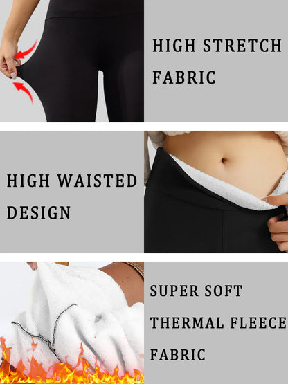 Women's Thick Soft Winter Leggings High Waisted - Fleece Lined Thermal Tummy Control Workout Running Yoga Warm Pants