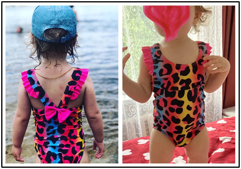 Kids Swimwear for Girls Flamingo Print One-pieces Swimming Suit Summer Beach Swimsuit Children Infant Bathing Suit Bikini