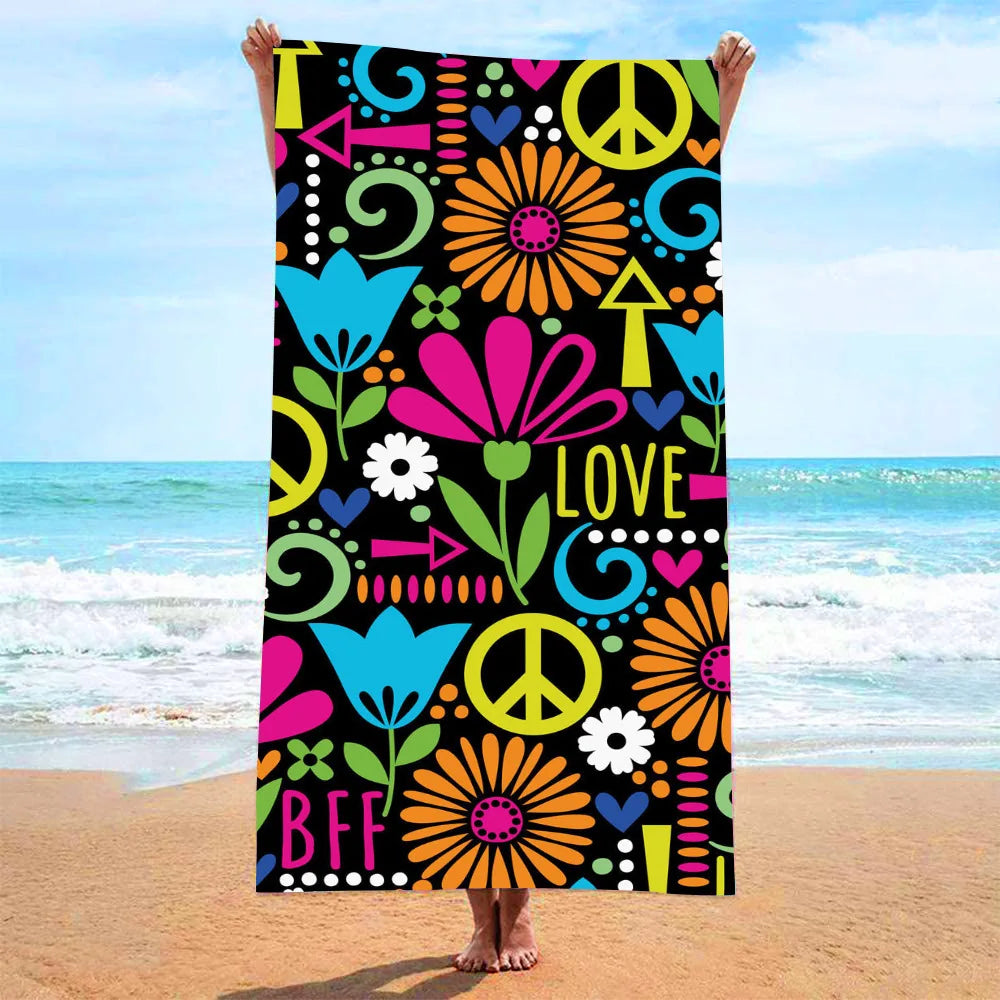 Microfiber Blanket Quick Drying Beach Towels Oversized Printing Towel Super Absorbent Pool Towel Blanket Boho Absorbent Towel