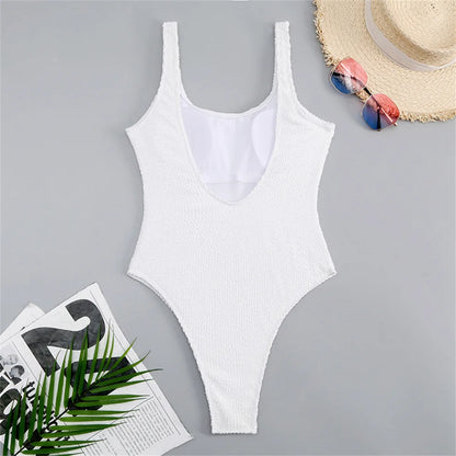 Fluorescent Crinkle Cloth Swimsuit for Women, Special Fabric Bikini, Candy Color, European and American