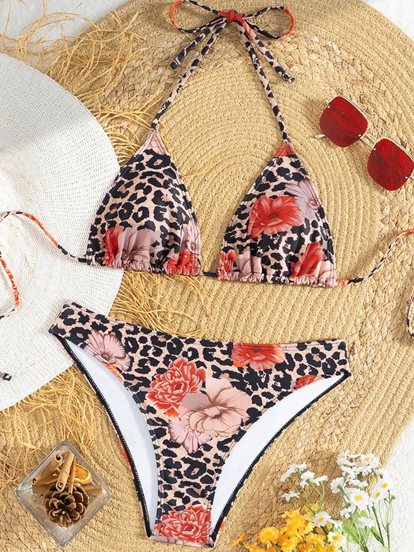 Bikini's Multi Color Choice Bathing Suit Women Dot Cheetah Print Split Swimsuit Backless Lace Up Beachwear Fashion Holiday Bikini Set Summer