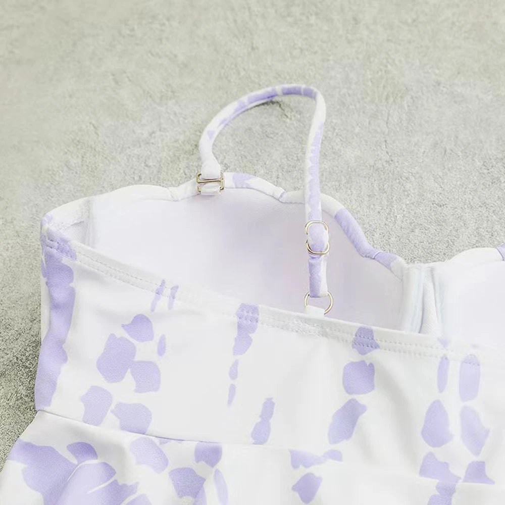 Shell Hard Wrapped Front Tankini Set Women Swimsuit Drawstring Bottom Two-Piece Suit Black/Malachite Blue/Violet