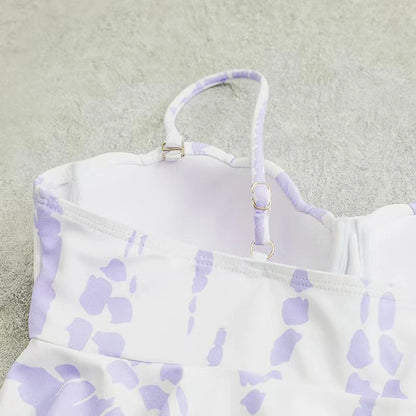 Shell Hard Wrapped Front Tankini Set Women Swimsuit Drawstring Bottom Two-Piece Suit Black/Malachite Blue/Violet