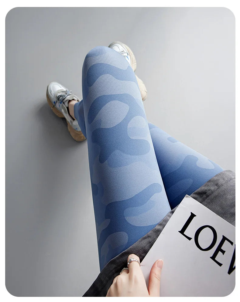 Spring Summer High Waist Colours Camouflage Shark Leggings Women Slim Sport Leisure Leggings Yoga Fitness Leggings