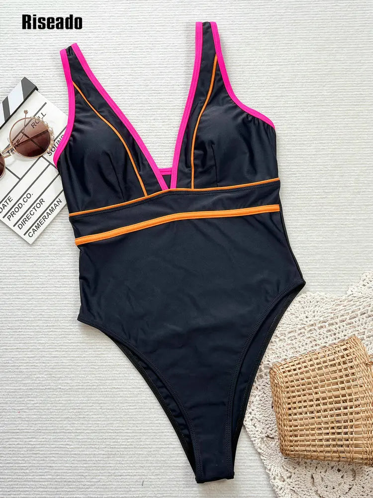 Women's One Piece Swimsuit  V Neck Bathing Suits Swimwear Bathers