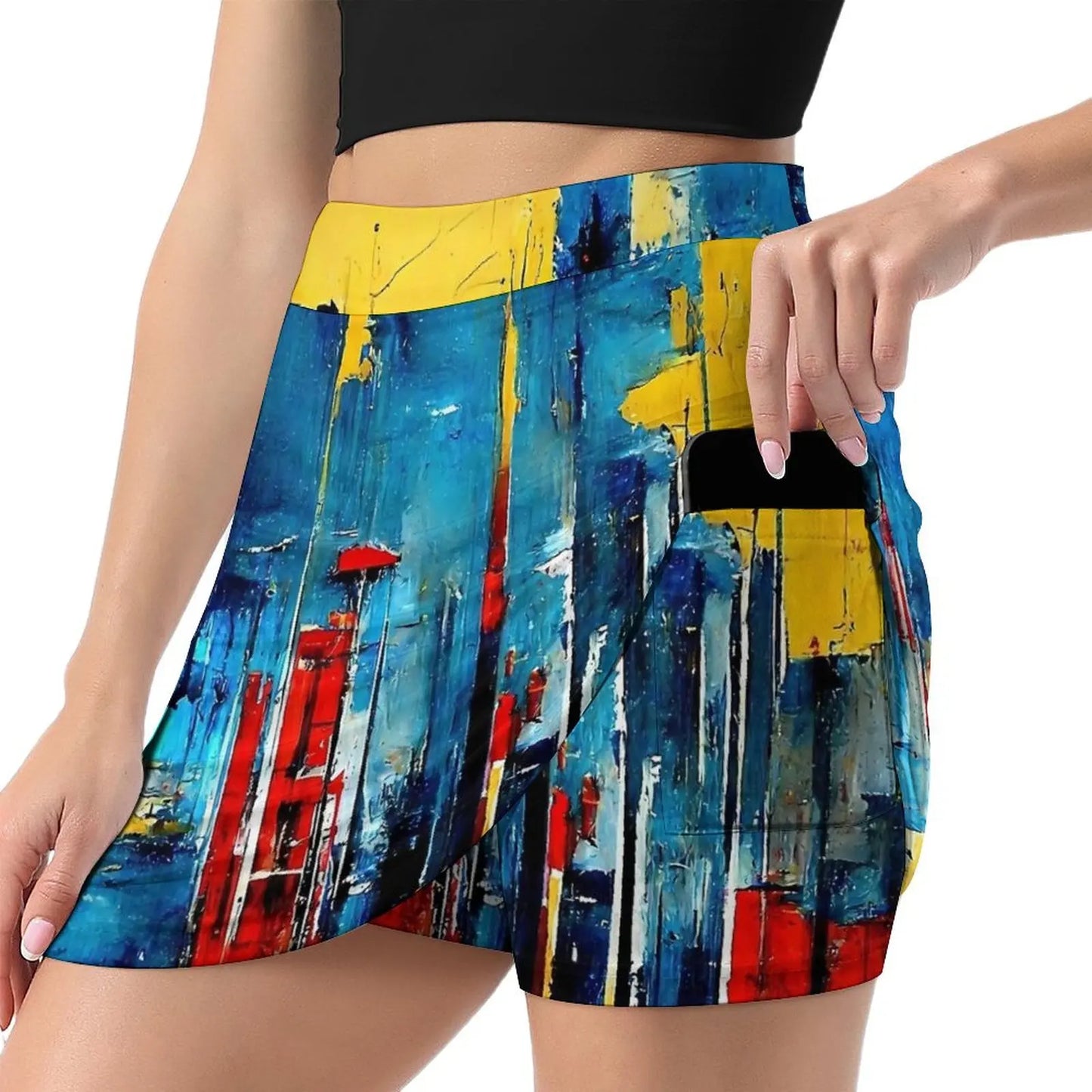 80s Color Block Print Skirt  Kawaii Mini Skirts Summer High Waist Graphic Street Style Casual Skirt Big Size 3XL 4XL