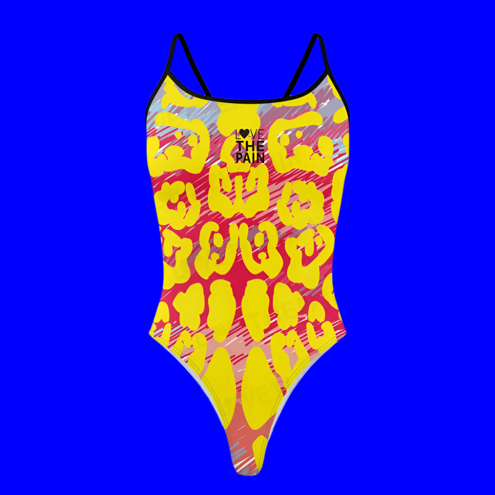 Love The Pain Summer Ladies One Piece Flower Waves Swimsuit