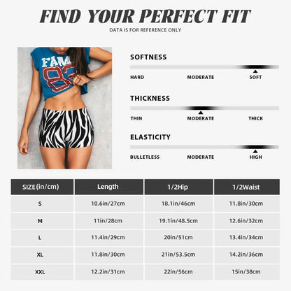 Wild Animal Designs Yoga Shorts Women Black And White Zebra Skin Stripes